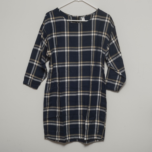 Old Navy Dresses & Skirts - Old Navy Plaid Dress, three-quarter sleeves, navy
